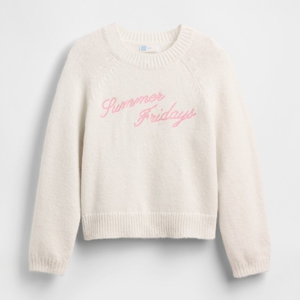 NEW Gap × Summer Fridays Oversized Logo Sweater in Ivory/Pink